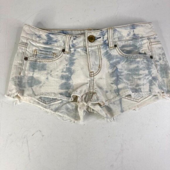 American Eagle Womens Cut Off Jean Shorts Size 0 Bleached Light Washed Denim - Picture 1 of 8
